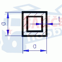 Uzavřený profil dutého čtvercového průřezu - mosazný profil Albion Alloys - 5.6 x 5.6 - 2ks