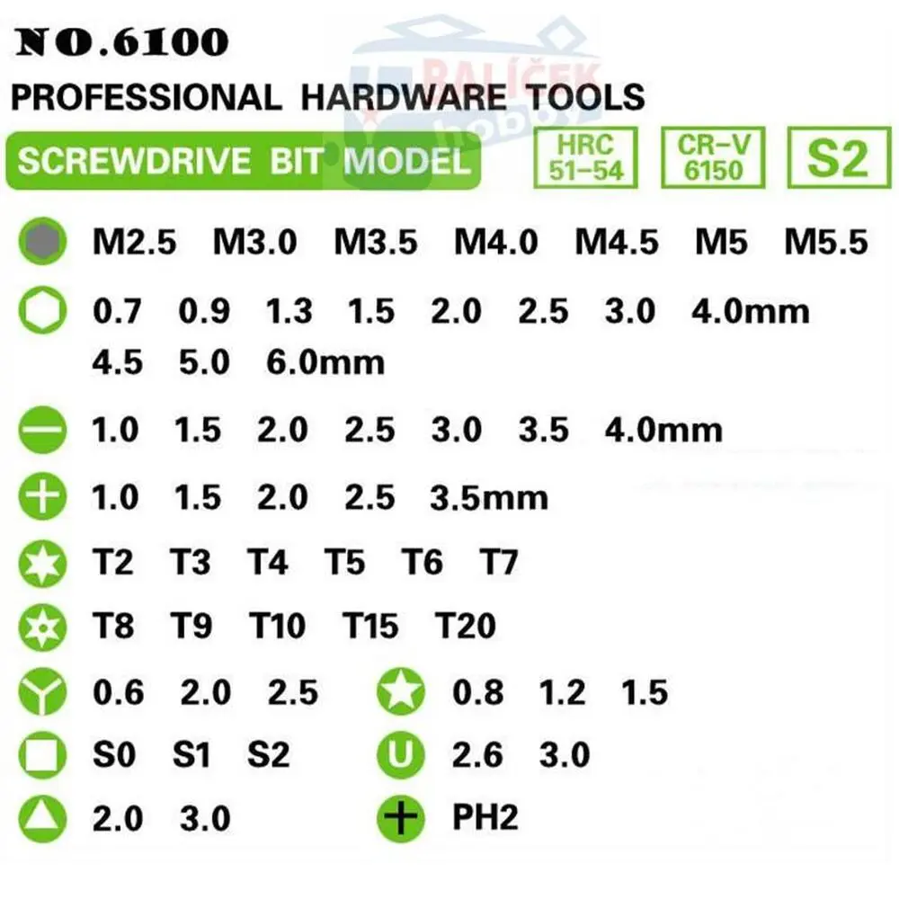 Šroubováky hodinářské, sada 7ks, délka 75mm, magnetický hrot, CrV EXTOL-PREMIUM