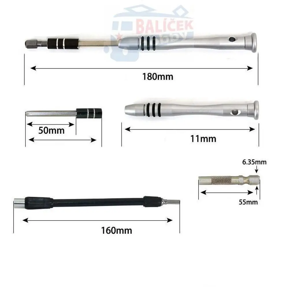 Šroubováky hodinářské, sada 7ks, délka 75mm, magnetický hrot, CrV EXTOL-PREMIUM