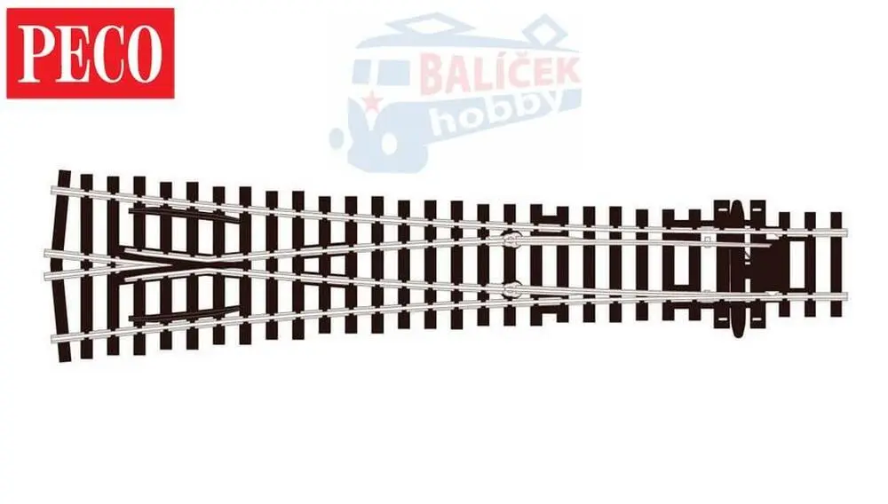 SL-98 PECO - symetrická výhybka, úhel rozevření 12°, R 1828 mm, d. 220 mm