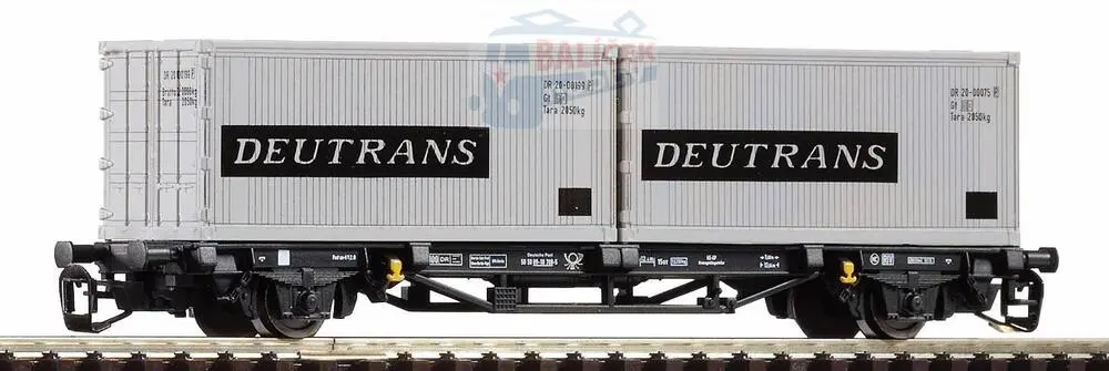 47725 PIKO - Plošinový vůz ložený kontejnerem Lgs579 2x20' Deutrans