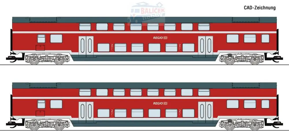 6280009 Roco - TT - 2-dílný set patrových vozů, DB AG
