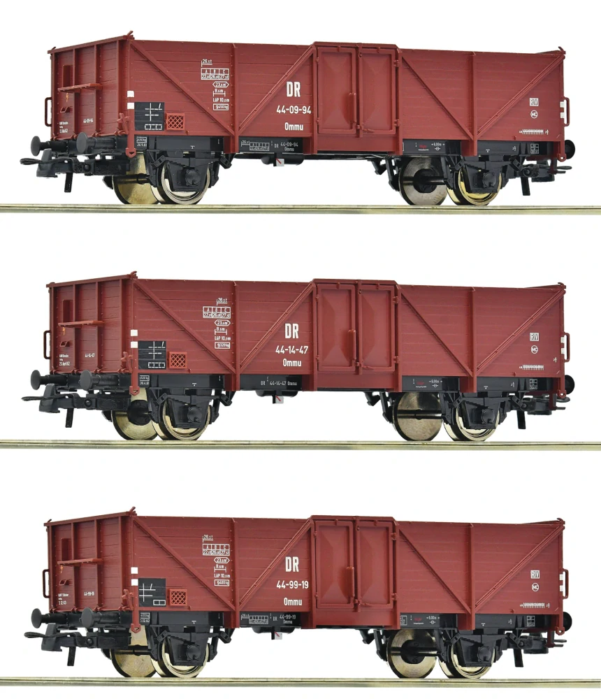 H0 - set 3 otevřených nákladních vozů Ommu, DR, Ep. III