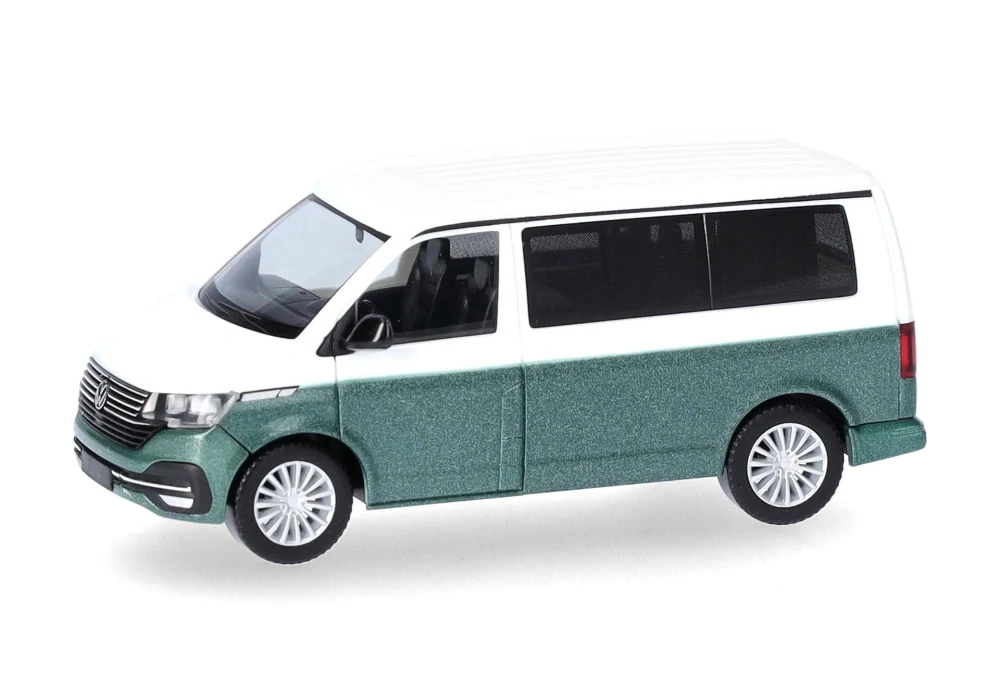 H0 - Volkswagen (VW) T6.1 California, bílá Candy / zelená bobkový list metalíza