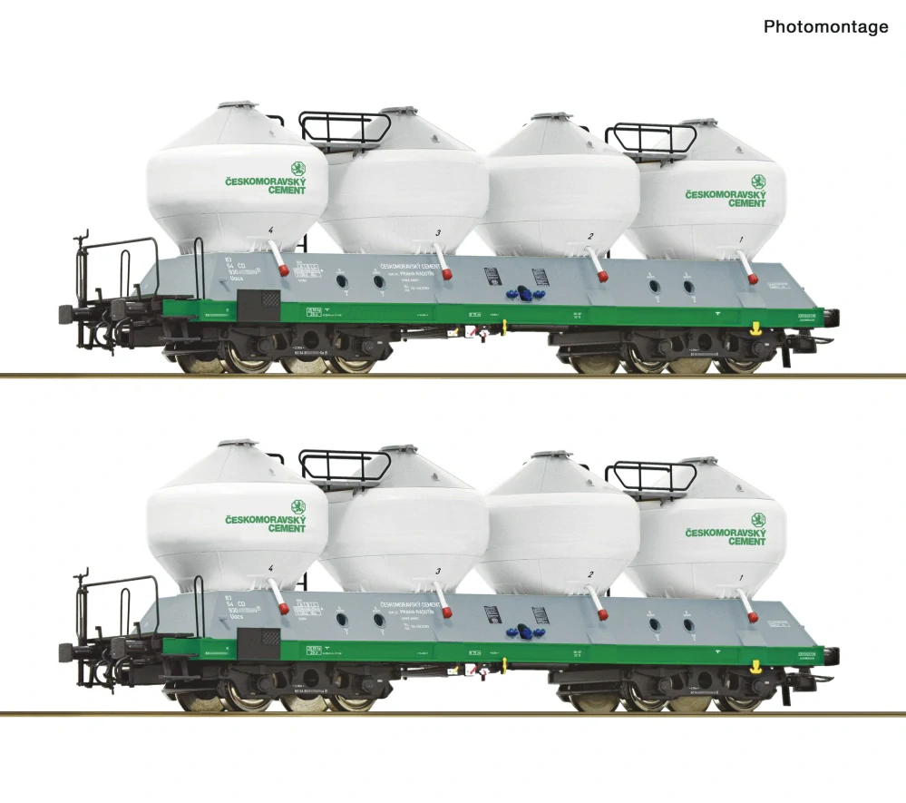 H0 - 2-dílná sada vozů Uacs "Českomoravský cement"