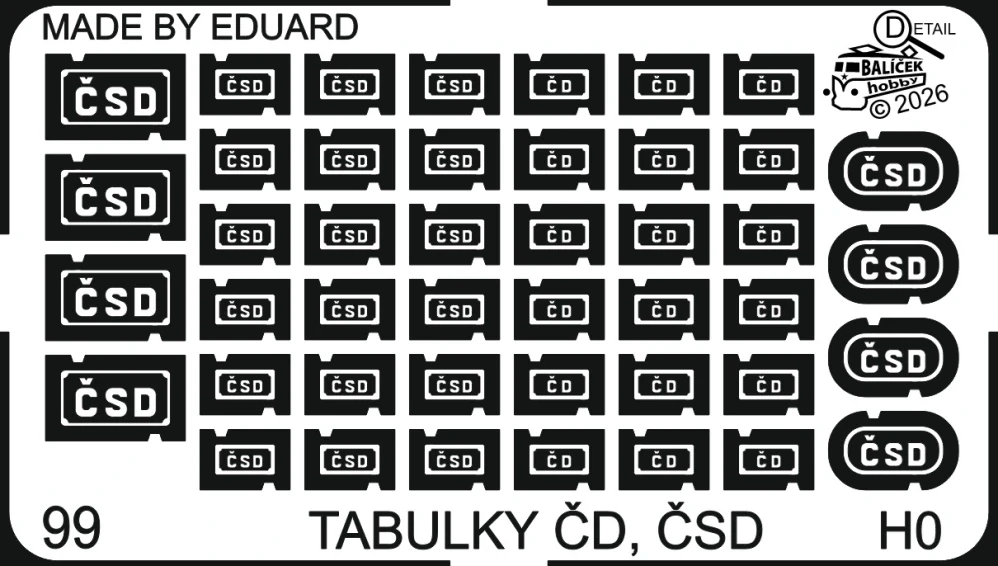 H0 - Tabulky ČD, ČSD