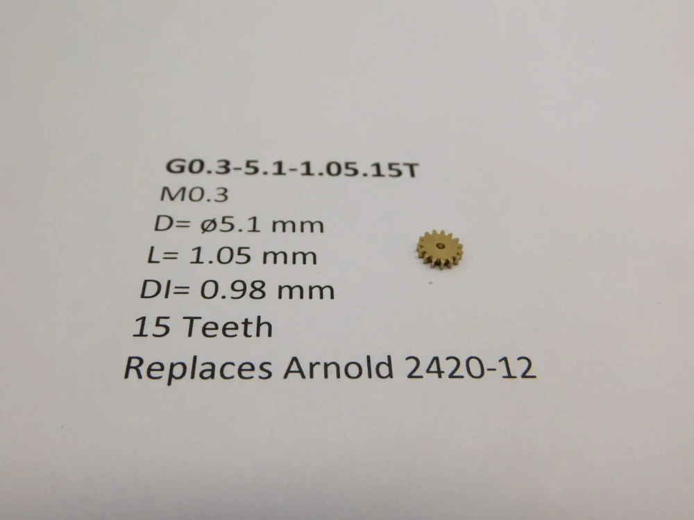 M0.3 D=ø5.1 L=1.05 DI=0.98 mm 15 Teeth (Replaces Arnold 2420-12)