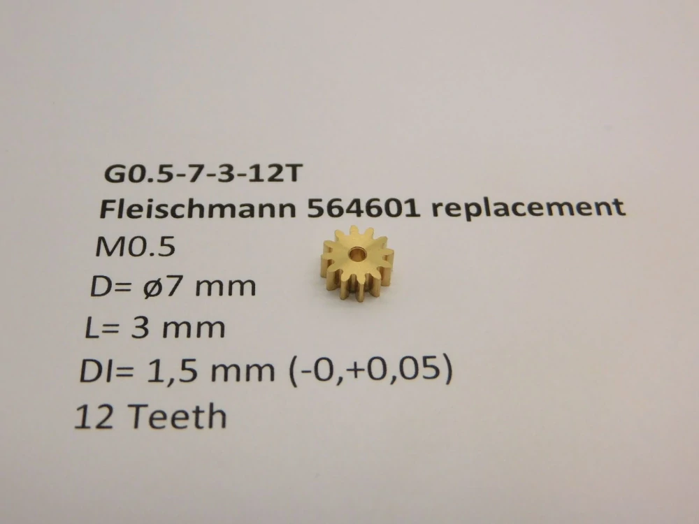 M0.5 D=ø7 L=3 DI=1.5 mm 12 Teeth (Fleischmann)