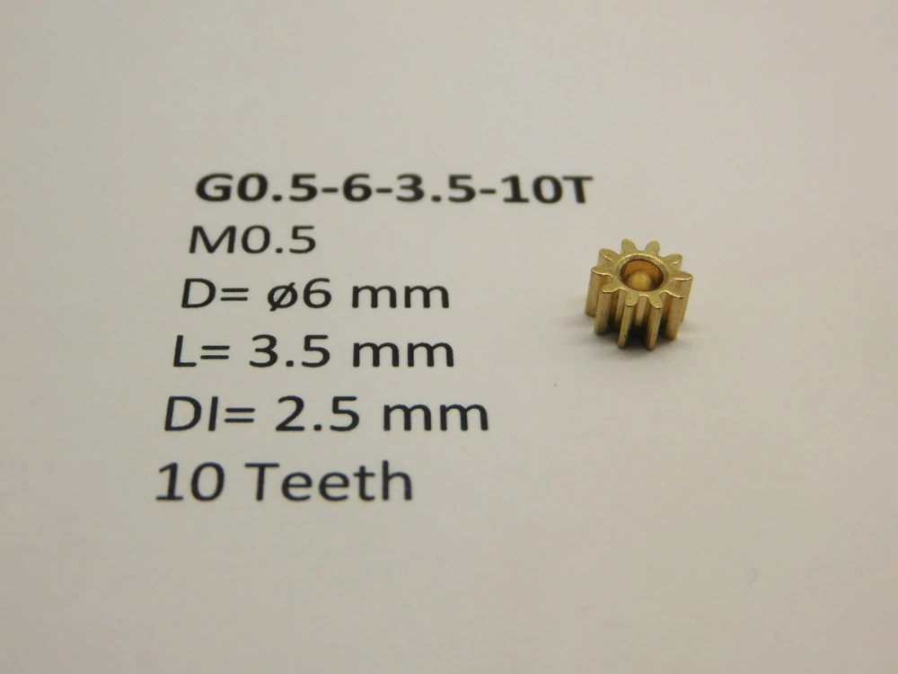 M0.5 D=ø6 L=3.5 mm DI=2.5 mm 10 Teeth (Lima, Rivarossi, Electrotren, Jouef)