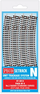 ST-3014 PECO - oblouková kolej R=259mm, 22,5° 8ks/balení