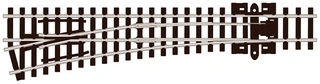 SL-396 PECO - L výhybka, střední poloměr odb., 14°, R 457 mm, d. 123,7 mm
