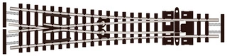 SL-E397F PECO - symetrická výhybka stř., úhel rozevř. 10°, R 610 mm, d. 124,4 mm