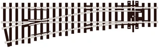 SL-E92 PECO - L výhybka, malý poloměr odb., 12°, R 610 mm, délka 185 mm
