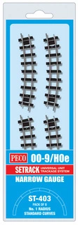 ST-403 PECO - Setrack oblouková kolej, R=228mm, 22,5° (16 ks do kruhu)