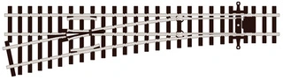 SL-U1552 PECO - L výhybka s univerzální srdcovkou, 11,42°, R 762 mm, délka 163 mm