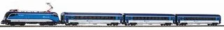 H0 - Start Set - Railjet ČD s 3 os. vozy, kolejivo s podložím, ovladač 