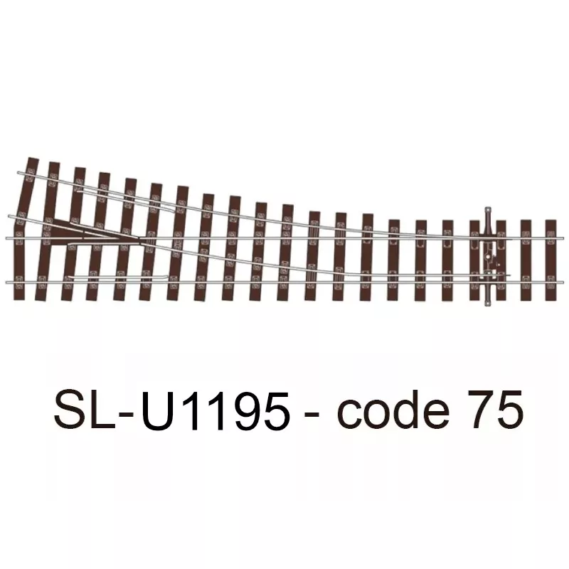 SL-U1195 PECO - P výhybka, střední poloměr odb., 12°, R 914 mm, délka 219 mm