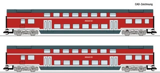 6280009 Roco - TT - 2-dílný set patrových vozů, DB AG