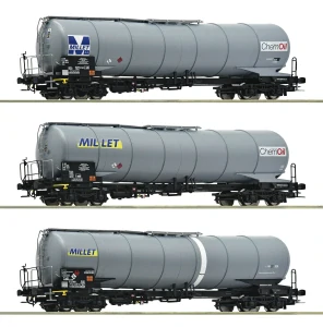 H0 - 3-dílný set cisternových vozů Millet