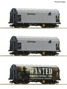 TT - 3dílná sada: Vozy s posuvnou plachtou Captrain