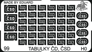 H0 - Tabulky ČD, ČSD