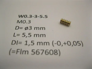 M0.3 D=ø3 L=5.5 DI=1.5 mm (=Flm 567608) Brass