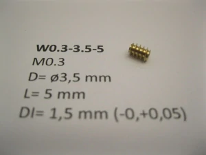 M0.3 D=ø3.5 L=5 DI=1.5 mm