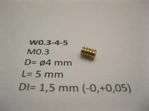 M0.3 D=ø4 L=5 DI=1.5 mm