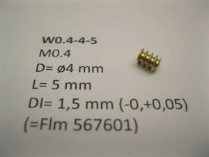 M0.4 D=ø4 L=5 DI=1.5 mm (=Flm 567601) Brass