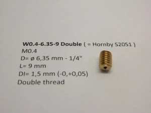 M0.4 D=ø6.35 L=9 DI=1.5 mm double (Hornby S2051 - X04)