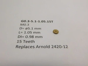 M0.3 D=ø5.1 L=1.05 DI=0.98 mm 15 Teeth (Replaces Arnold 2420-12)