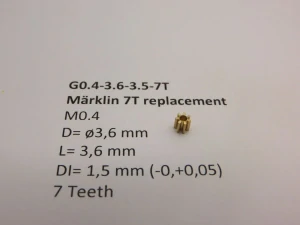 M0.4 D=ø3.6 L=3.5 DI=1.5 mm 7 Teeth (M„rklin)
