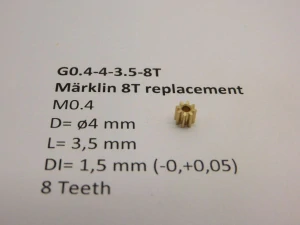 M0.4 D=ø4.0 L=3.5 DI=1.5 mm 8 Teeth (M„rklin)