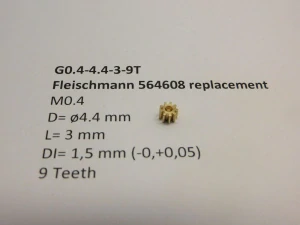 M0.4 D=ø4.4 L=3 DI=1.5 mm 9 Teeth (Fleischmann)
