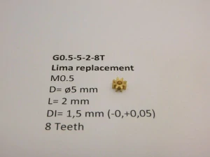 M0.5 D=ø5 L=2 DI=1.5 mm 8 Teeth (Lima)