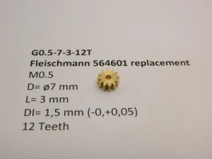 M0.5 D=ø7 L=3 DI=1.5 mm 12 Teeth (Fleischmann)