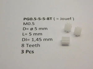 M0.5 D=ø5 L=5 DI=1.45 mm 8 Teeth (3 Pcs)