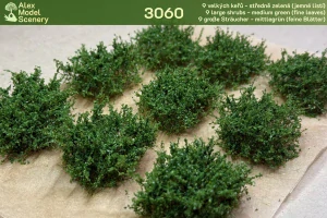 9 velkých keřů - středně zelená (jemné listí) 