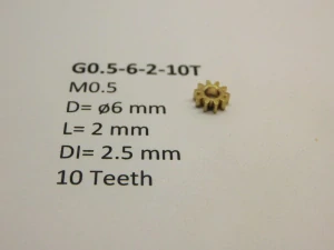 M0.5 D=ø6 L=2 mm DI=2.5 mm 10 Teeth (Lima, Rivarossi, Electrotren, Jouef)