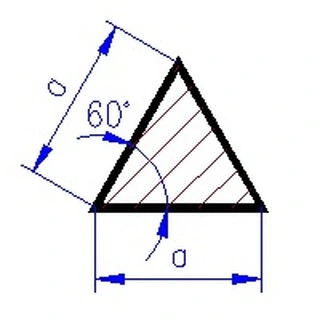 Profily rovnostranného trojúhelníkového průřezu - šířka (a) - 1mm - 1ks, 330mm