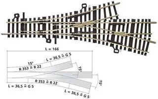 83230 Tillig TT Bahn - Třícestná výhybka pro modelové kolejivo