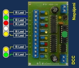 Dekodér pro návěstidlo DCC-8Sem-uni (5sv+před)/ STE 007-5P
