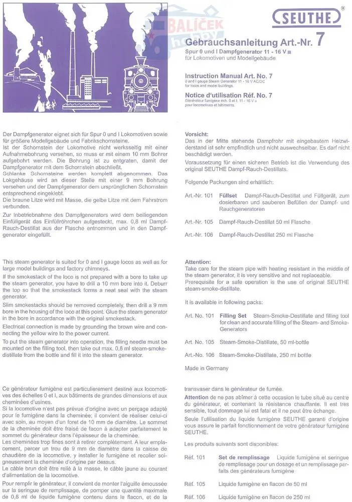 Kouřový generátor 11-16V + 10ml kapaliny / SEUTHE SE7