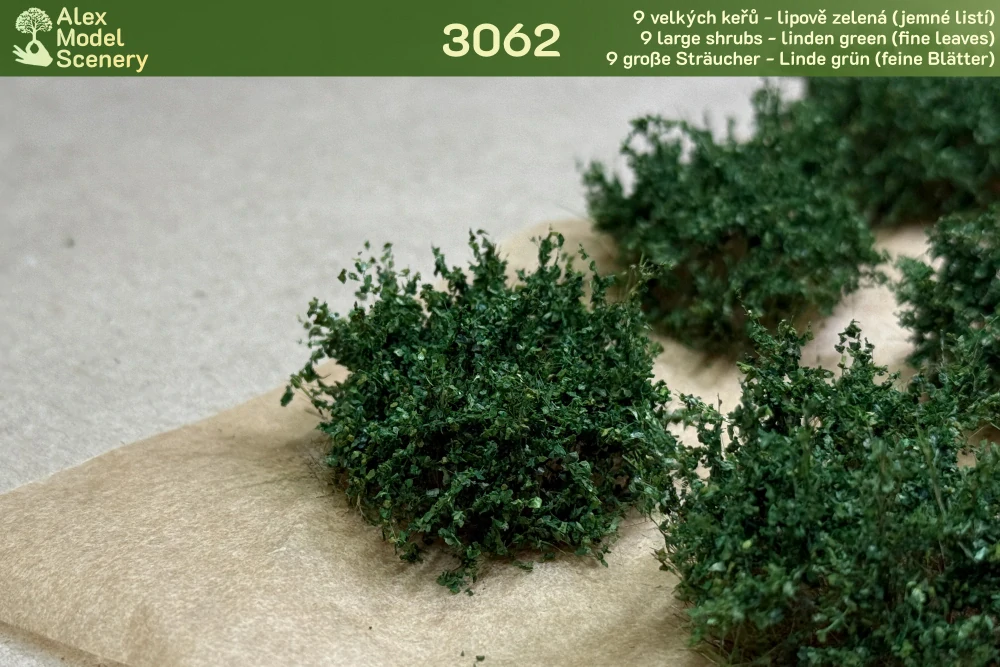 9 velkých keřů - lipově zelená (jemné listí)