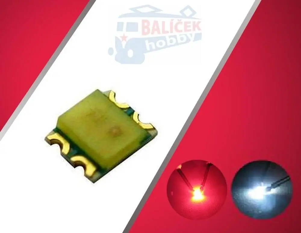 SMD dvoubarevná led dioda červená/bílá