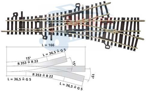 83230 Tillig TT Bahn - Třícestná výhybka pro modelové kolejivo