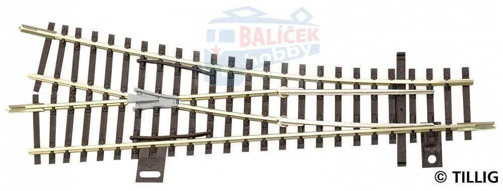 83323 Tillig TT Bahn - EW1 - výhybka pravá 15°, délka rovné koleje - 129,5 mm