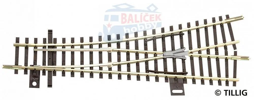 83324 Tillig TT Bahn - EW1 - výhybka levá 15°, délka rovné koleje - 129,5 mm