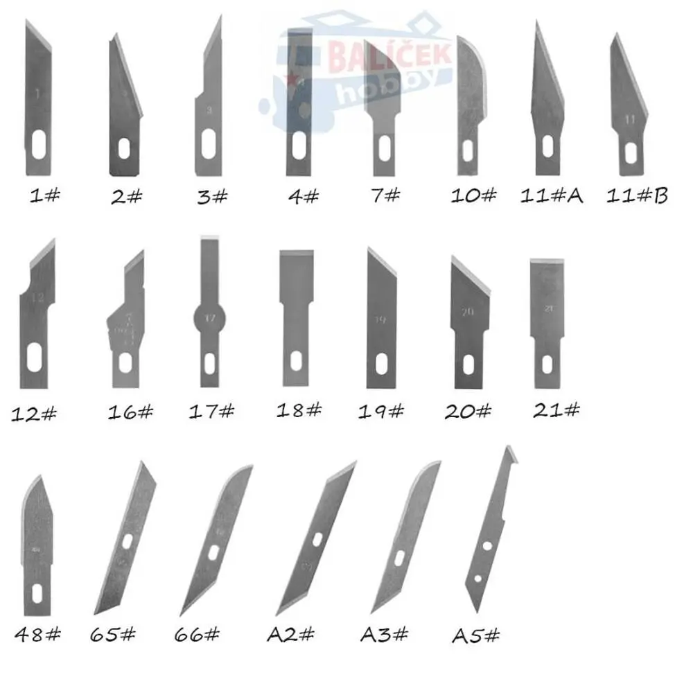 Náhradní čepel do modelářských nožů 10ks typ 11A