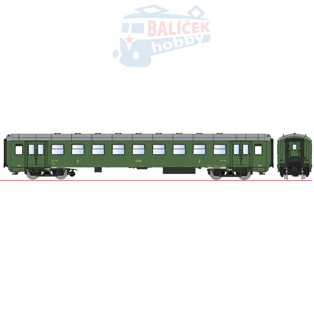Osobní 4-osý vůz 2. tř., Bai, 8dv., Depo-Brno ČSD - H0
